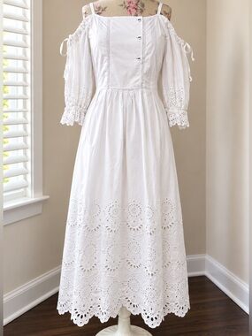 🦢Ulla Johnson White Cotton Eyelet Off-Shoulder Maxi Dress size medium